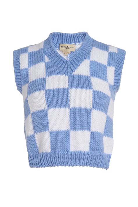 Checkered Knit Vest In 2021 Knit Fashion Crochet Clothes Knit Vest