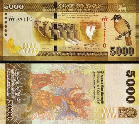 Sri Lanka 5000 Rupees 2020 Unc P New Sign New Date Fortumor