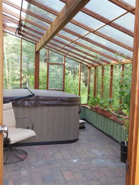 Garden Sunroom Greenhouse Gallery In 2020 Hot Tub Room Hot Tub Garden Hot Tub Cover