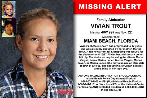 Vivian Trout Age Now 22 Missing 04061997 Missing From Miami