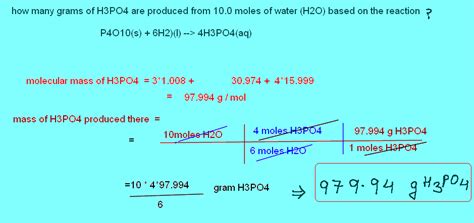 3.1867 (weeks ) biowin4 (primary survey model) : Free Online Help: how many grams of H3PO4 are produced ...