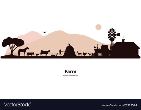 Silhouette Farming And Animal Husbandry Royalty Free Vector