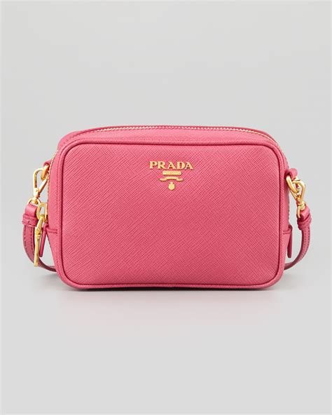Lyst Prada Saffiano Mini Zip Crossbody Bag In Pink