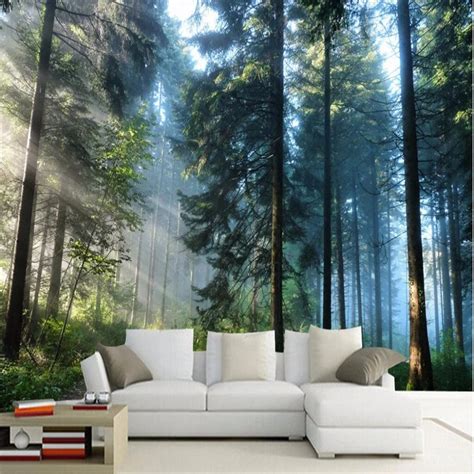 Beibehang Custom Wallpaper For Living Room Natural Forest Trees Wall