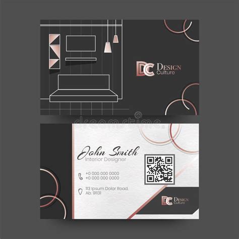 Front And Back View Of Business Card Or Visiting Card Design Stock