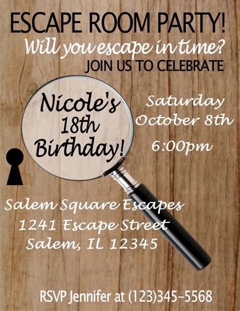 Free Printable Escape Room Party Invitations
