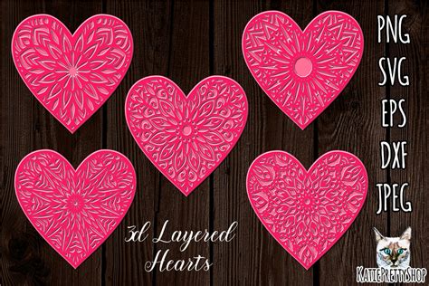 3d Layered Hearts Svg Valentine S Day SVG Love Heart 1131314 Cut