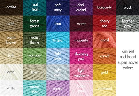 1000 Images About Crochet Yarn Color Chart On Pinterest Color