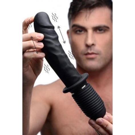 Power Pounder Vibrating And Thrusting Silicone Dildo Black Sex Toys