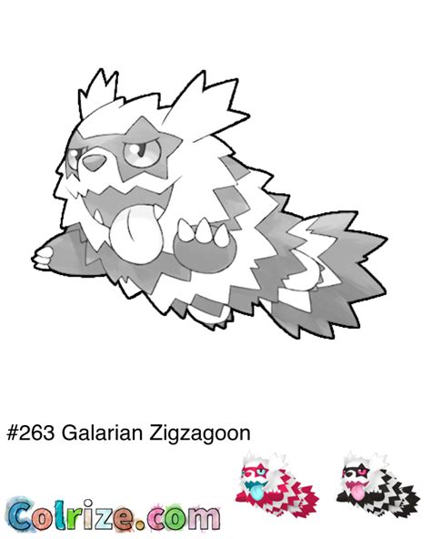 Galarian Zigzagoon Coloring Page