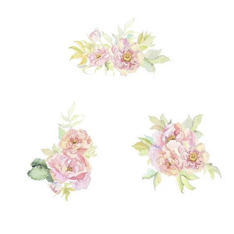 Premium Vector Watercolor Bouquets Of Vintage Delicate Pink Flowers