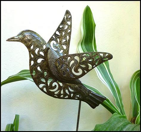 Metal Plant Stake Outdoor Metal Art Bird Art Garden Plant Etsy