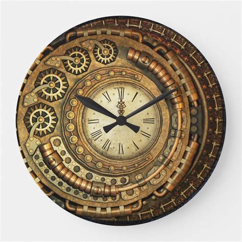 Asymmetrical Steampunk Wall Clock Zazzle Vintage Klokken Grote