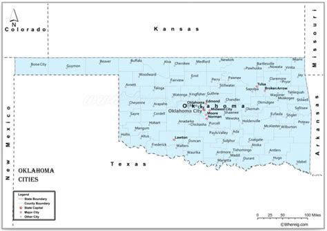 Map Of Oklahoma Cities And Towns List Of Cities In Oklahoma By