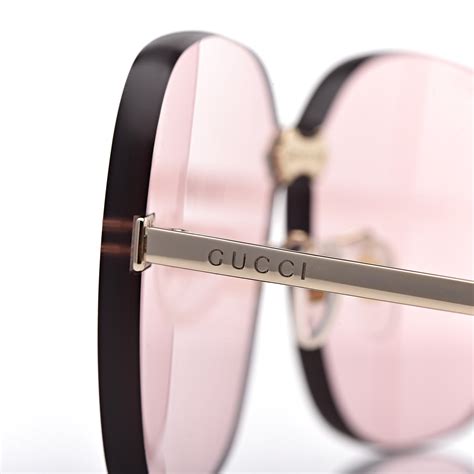 Gucci Rimless Sunglasses Gg0355s Gold Flash Pink 421537