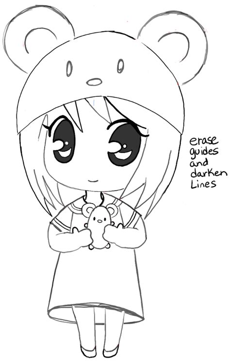 How To Draw A Chibi Girl With Cute Mouse Hat Easy Step By Step Drawing
