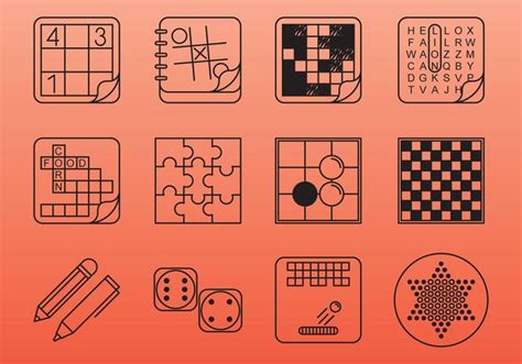Board And Table Game Icons 119819 Vector Art At Vecteezy