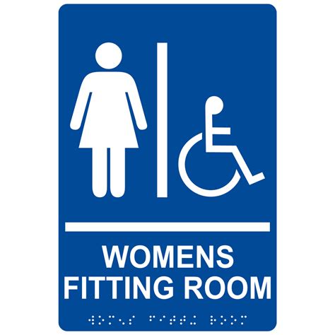 Ada Womens Fitting Room With Symbol Braille Sign Rre 19942whtonblu