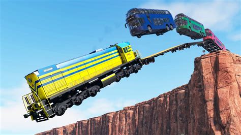 Long Trains Vs Cliff Beamng Drive Youtube