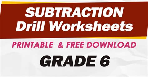 Subtraction Drills For Grade 6 Free Download Deped Click
