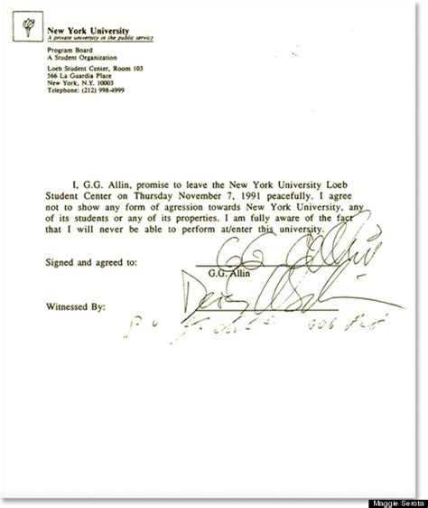 Ban letter sample letter barring person from property example letter banning someone from your business ban and bar letter. GG Allin NYU Letter: How A Legendary Rocker Was Banned ...