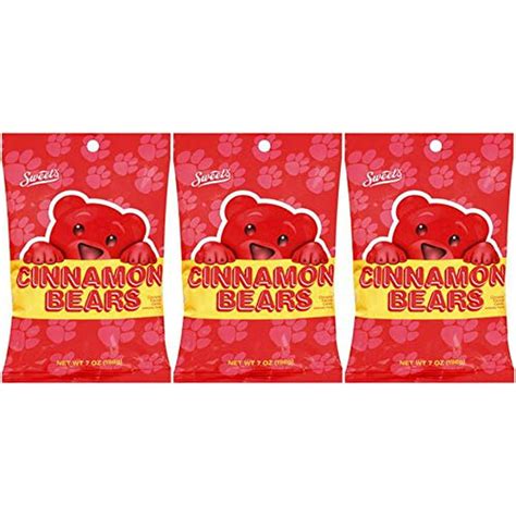 Sweets Cinnamon Bears Candy 7 Ounce Resealable Bag Pack Of 3