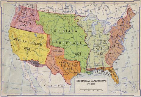 Territorial Acquisitions 1776 1866 America Map History Cartography