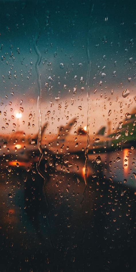 Glass Surface Window Airport Sunset Drops 1080x2160 Wallpaper Rain