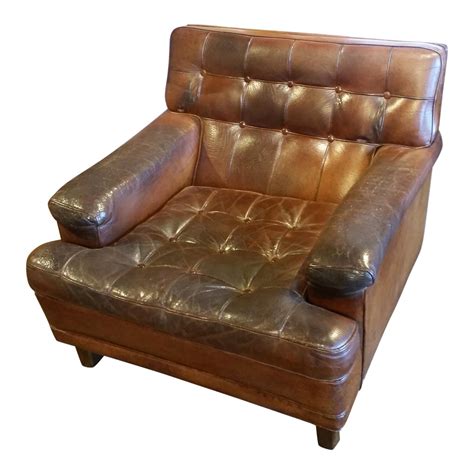Leather Tufted Club Chair Chairish