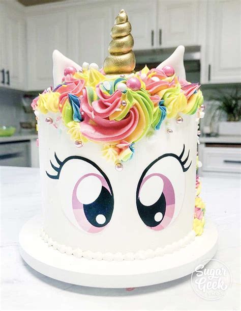 Whether you're celebrating your kids or yourself, i believe everyone should have a cake on their birthday. Rainbow Unicorn Cake Tutorial + Free Eye Printable | Sugar ...
