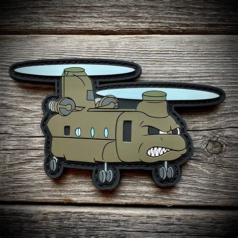 Ch 47 Chinook Helicopter Cartoon Pvc Patch Military Aviation Etsy