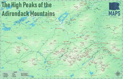 Adirondack High Peaks Map 11x14 Print Prints Art And Collectibles Jan