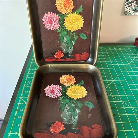 Floral Metal Tray Etsy