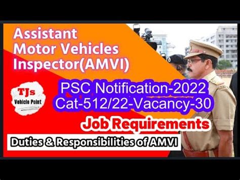 Be An Assistant Motor Vehicles Inspector Amvi Psc Notification Know All