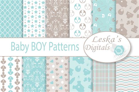Baby Boy Digital Paper Patterns