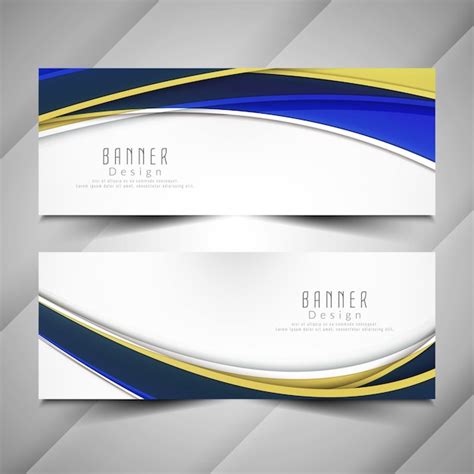 Free Vector Abstract Colorful Wavy Banners Set