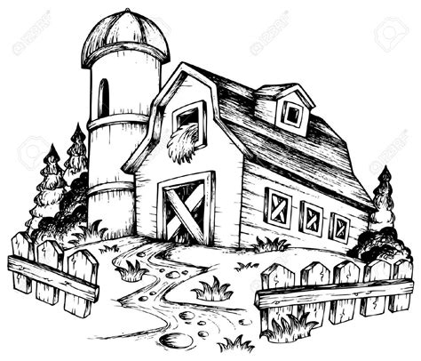 Barn Drawing Tractor Drawing House Drawing Drawing Art Clipart
