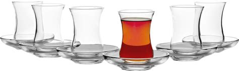 Amazon Com Turkish Tea Glasses Saucers Set Gold Trim Design