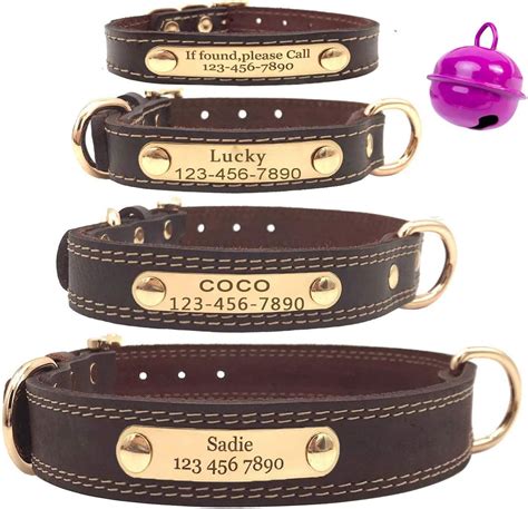 Mihqy Leather Custom Dog Collar With Id Tag Engraved Nameplate