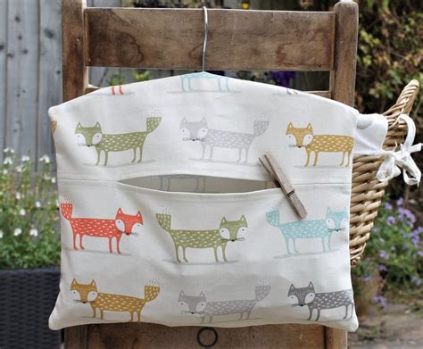 Peg Bag In Cotton Scandi Fox Print Hanging Clothespin Bag With Etsy