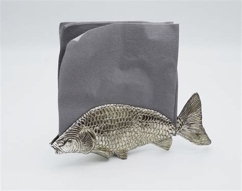 Vintage Silver Koi Fish Letter Holder Napkin Holder