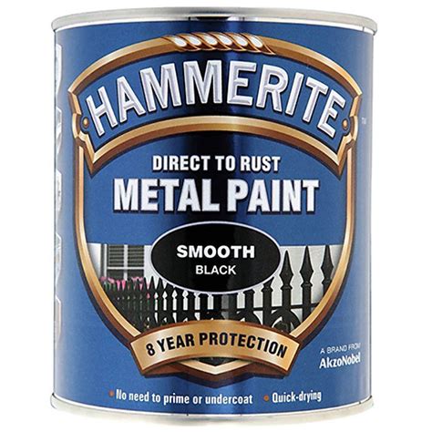 Direct To Rust Smooth Finish Metal Paint Black 750ml By Hammerite
