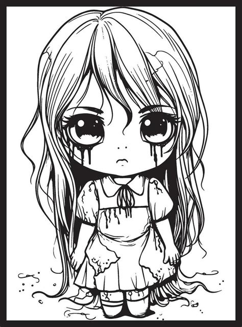 Cute Horror Chibi Coloring Pages 25867638 Vector Art At Vecteezy