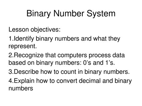 Binary Number System Lesson Objectives Ppt Download