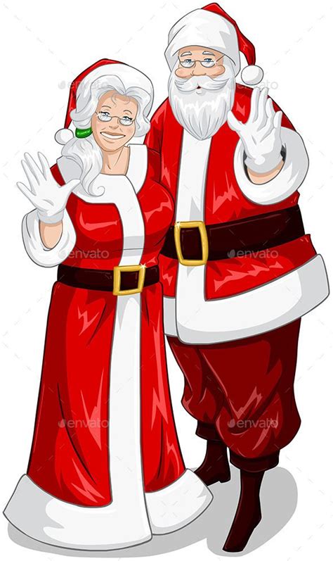 Santa And Mrs Claus Waving Hands For Christmas Mrs Claus Christmas