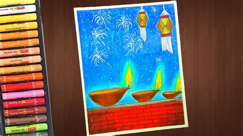 How To Draw Diwali Festival With Oil Pastels For Beginners Step By Step
