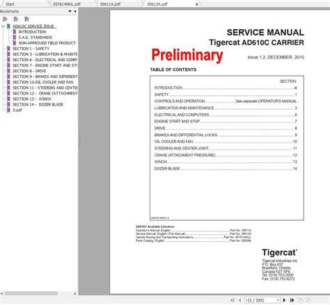Tigercat Ad C Carrier Operator Service Manual