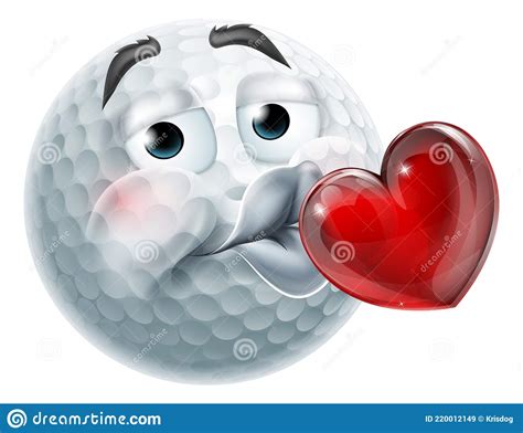 Golf Ball Küssen Herz Emoticon Emoji Symbol Gesicht Vektor Abbildung