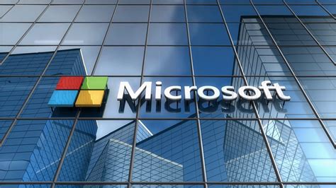 Editorial Microsoft Logo On Glass Building Motion Background 0010