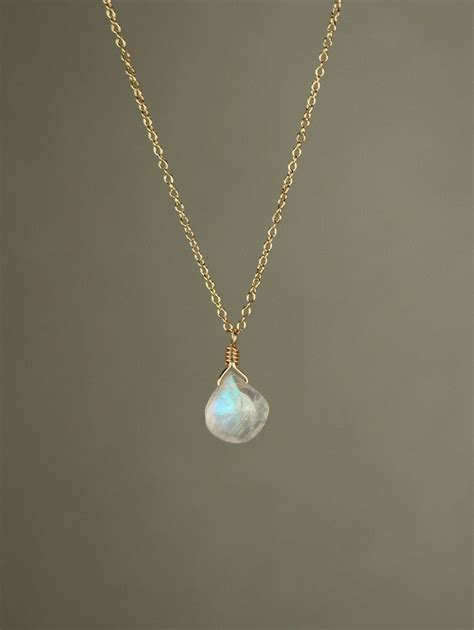 Moonstone Necklace Rainbow Moonstone Necklace Dainty And Delicate
